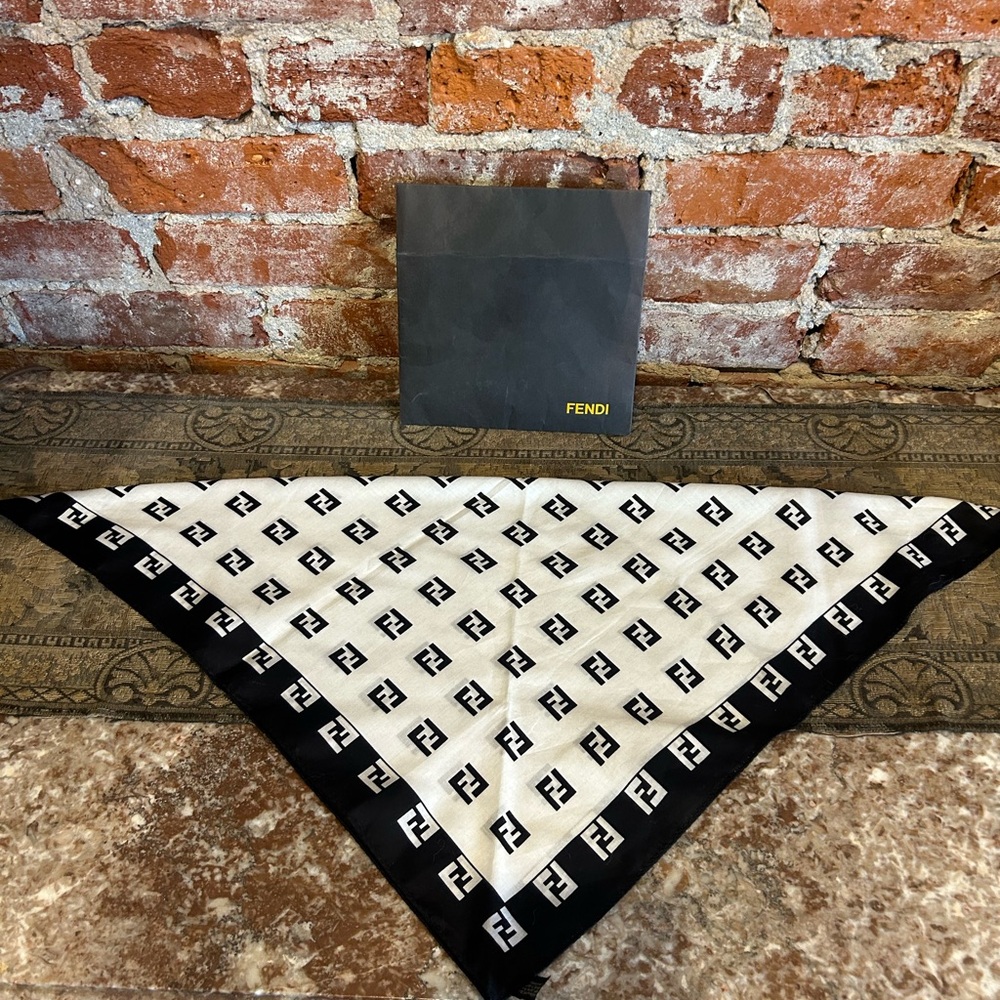 Fendi Monogram Black and White Scarf